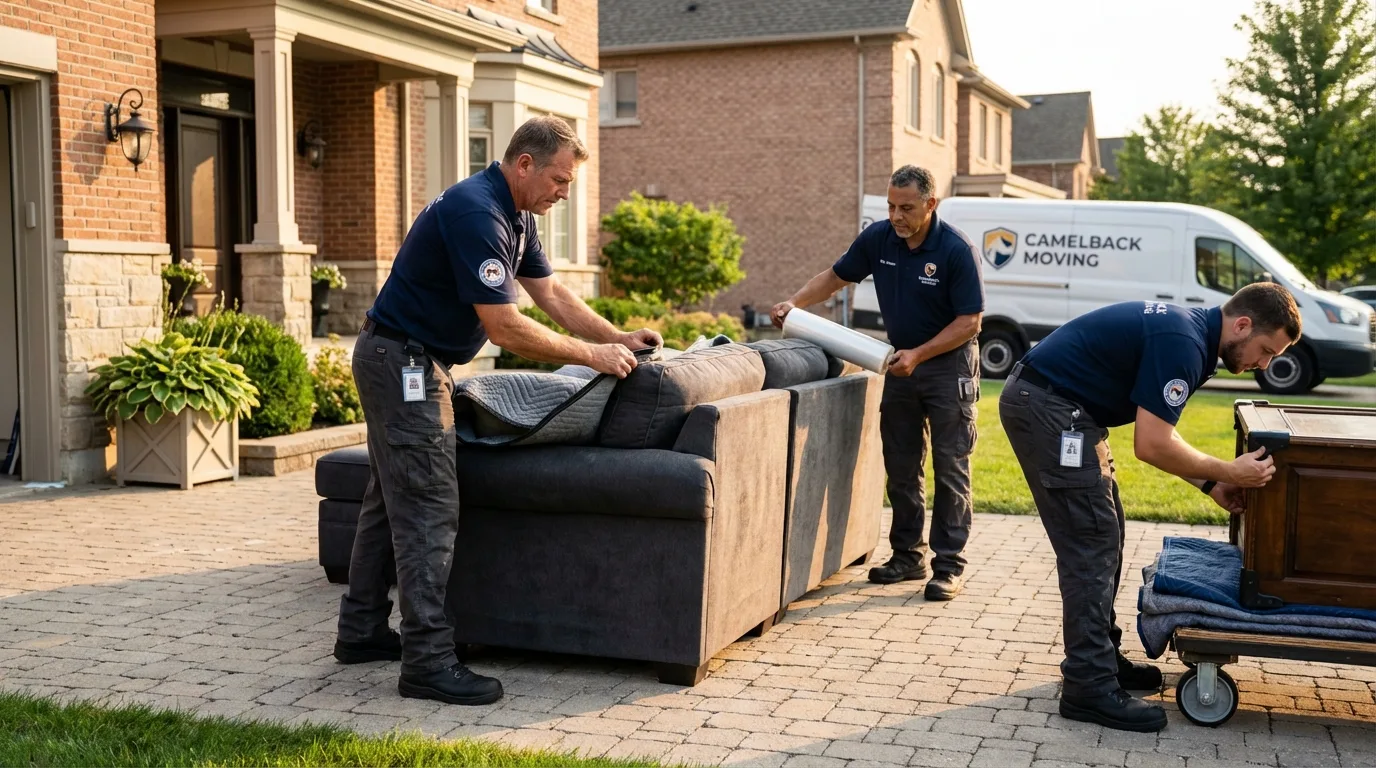 Large estate moving crew wrapping furniture in Rose Hill, KS